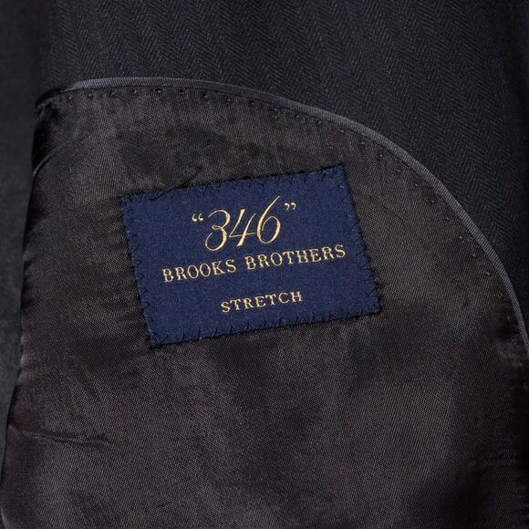 Brooks Brothers 346 Black Stretch Blazer 96% Wool 4% Spandex Men's Size 44R - Picture 9 of 12